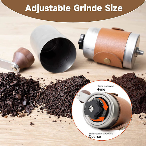 Mini Håndkvern i Rustfritt Stål med Keramisk Kvern - Bærbar Håndkvern for Kaffe Ideell for Camping
