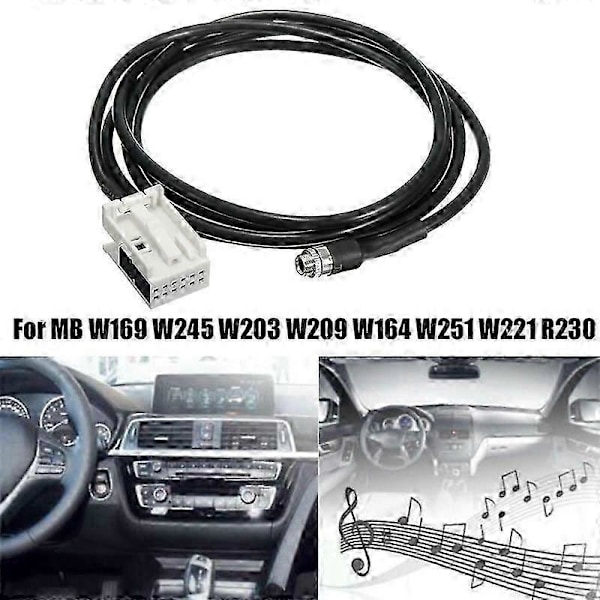 Bil 3,5 mm 12-pin hun Audio Musik Aux Kabel Input Adapter kompatibel med W169 W203 W209 W221 W164 R230