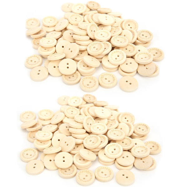200 stk Naturtræ Knapper Manuel syning 2 huller Knapper DIY Tøj Ornament Knapper 20mm