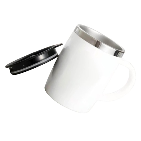 304 Rostfritt stål Kaffe Mugg med lock Söt Droppresistent Drickmugg för Kontor Hem Vit 420ml