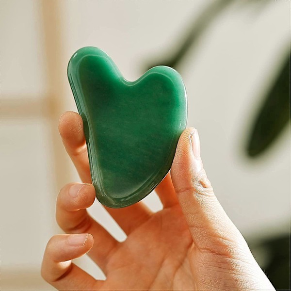 Gua Sha Ansiktsverktyg, Naturlig Jade Sten Guasha Skrapa för SPA Akupunktur Terapi Triggerpunktsbehandling, Gua Sha Skrapmassageverktyg (Grön)