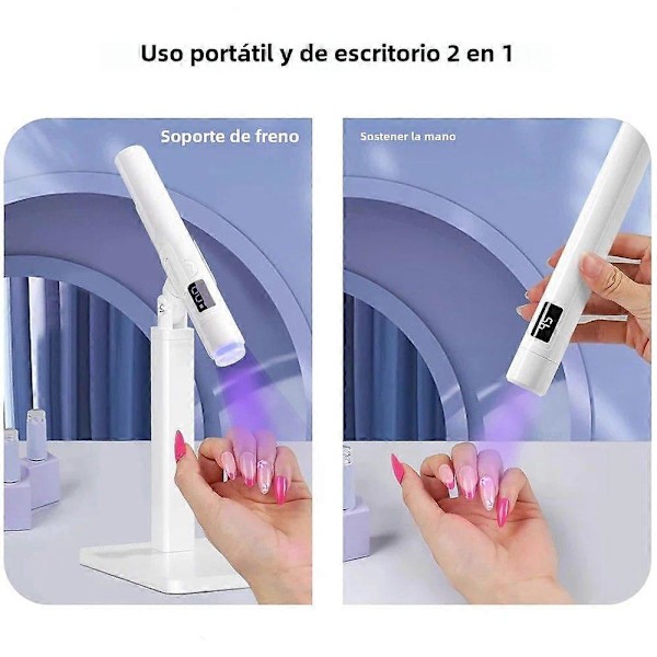 Bærbar Mini UV LED Neglelampe med Stativ til Manicure Tørrelys Professionel Ultraviolet USB Genopladelig Pink