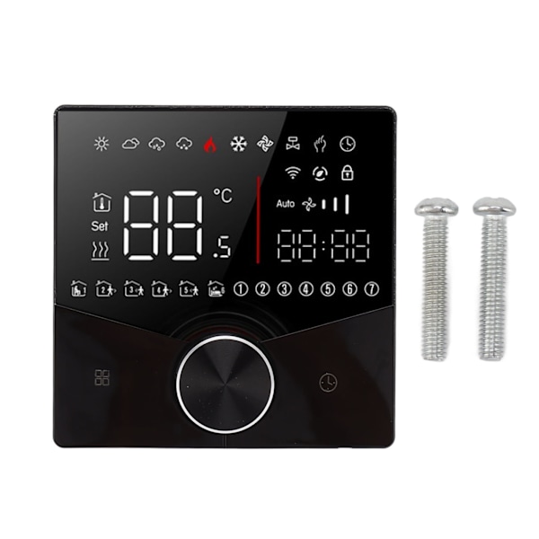 Smart termostat knottdesign LCD fargeskjermpanel digital termostat for badstuerom gulvvarmesystem svart