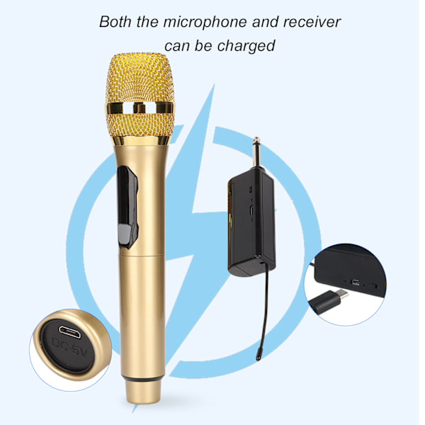 Trådløs hjemmemikrofon 1 til 1 600Hz til 800KHz håndholdt mikrofon med LED-skærm til udendørs hjemmekonferenceGold