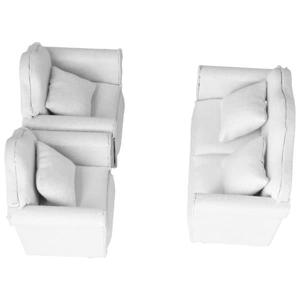 1:12 Dukkehuss Mini Sofa Ren Hvid 3 Dele Sofa Sæt Mini Stue Møbler Modeller Hvid