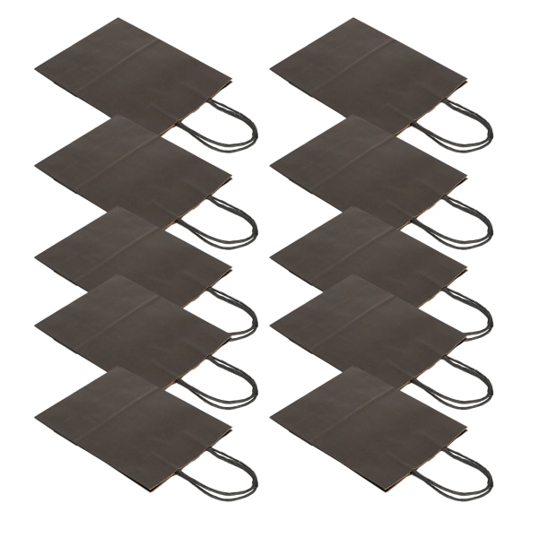 10 st Shoppingförpackningar Papperspåse Bärbar Kraftpapperspresentpåse Svart 15 x 8 x 21cm