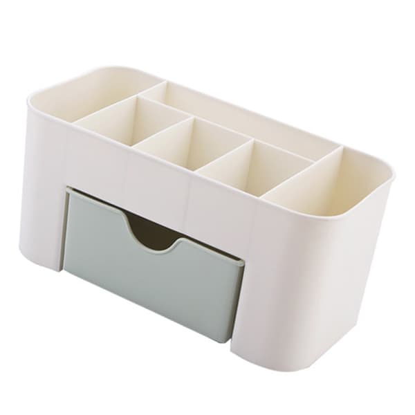 Kosmetik Makeup Organizer PP Multifunktionel 6 Rum Makeup Skrivebords Organizer med Skuffe Grøn