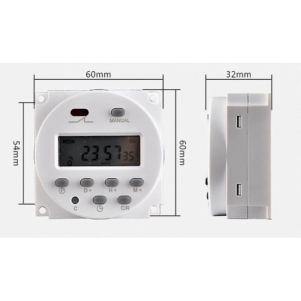Elektroninen ajastin DC12V ohjelmoi Ohjelmoitava LCD-näyttö, valkoinen