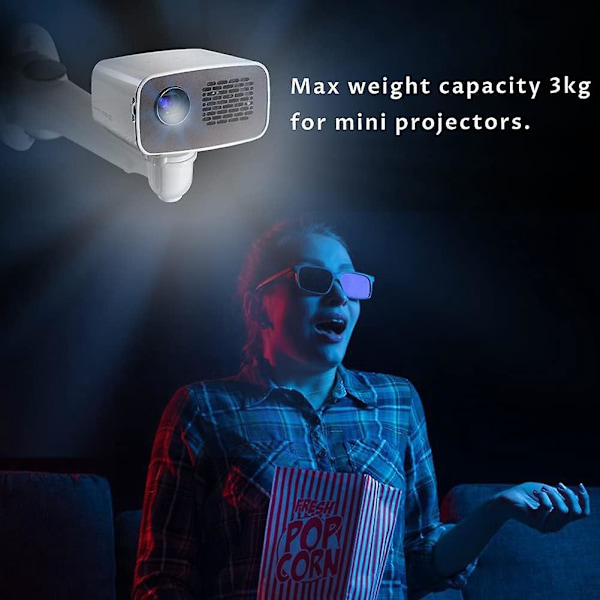 Mini - seinään asennettava projektoriteline, 3 kg kantavuus, alumiinia CCTV / CAM / projektori / web-kamera - 360° pyöritys (valkoinen)