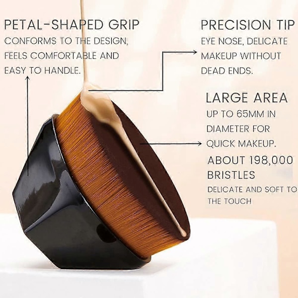 2-pak Foundationsmakeupbørster Flad Top Heksagonal Ansigt Blush Flydende Foundation Børste til Udtoning