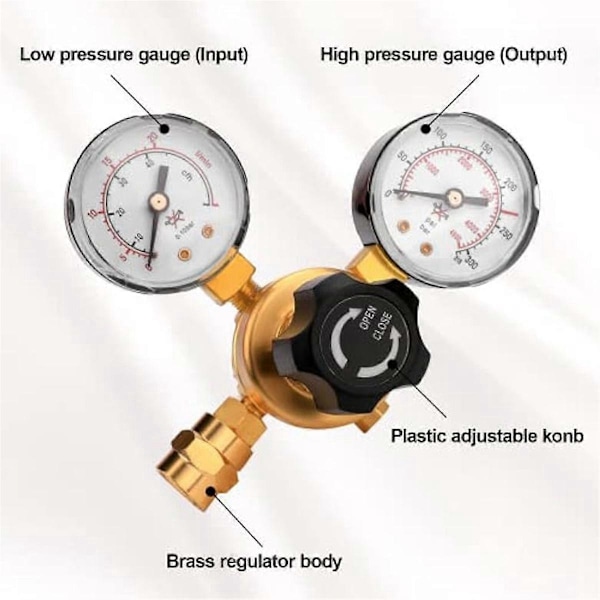 CO2 Regulator Måler Sveise Gassregulator med 2 meter Slange