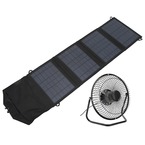 Bærbar solcelledrevet ventilator 14W 8 tommer dobbelt USB opladningstelefonventilator til udendørs picnic