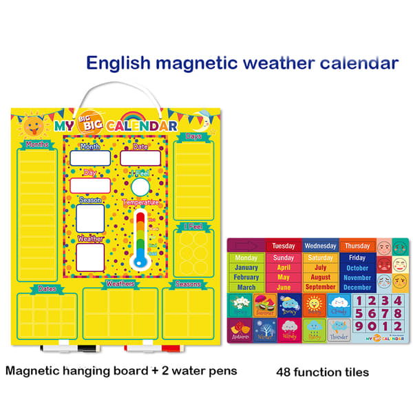 Magnetisk daglig kalender för barn - Väder, årstider, datum, humör, känslor - Förskoleleksaker