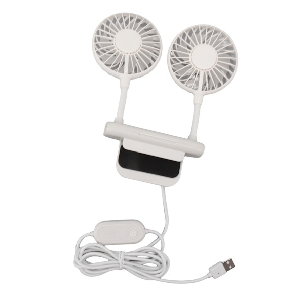 Hvid skrivebordsventilator med justerbar klemme 3 gear 360° roterende USB bordmonitor køleventilator til kontor