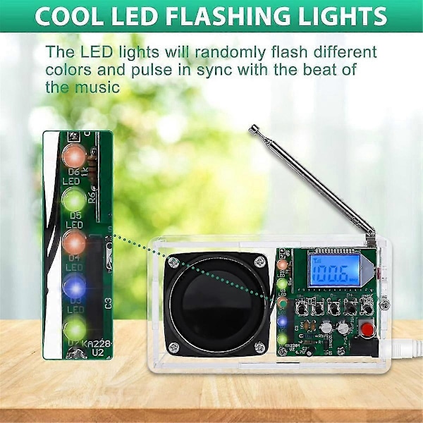 FM Radio Kit, Sveiseprosjekt Radio med LED Lommelykt DIY Radio Kit kompatibel med Læring Undervisning STEM E