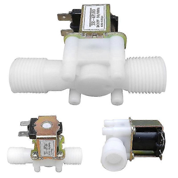 12V 1/2 tum Plast Elektrisk Magnetventil Magnetisk Vatten Luft Normalt Stängd-B13