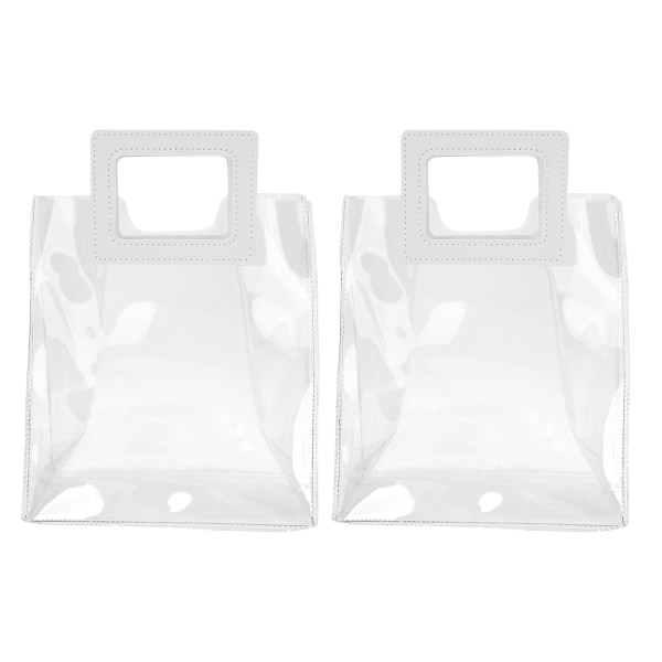 2st påsar Transparent presentpåse Robust bottenhandväska för födelsedag Julklappsförpackning (S)
