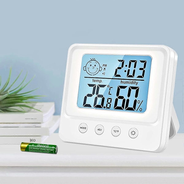 Inomhus Termometer Hygrometer, Luftfuktighetssensor Inomhus Väderstation, Smart Bakgrundsbelysning, Klocka, Datum, / Omkopplingsbar, Hem Termometer Hygrometer Kontor
