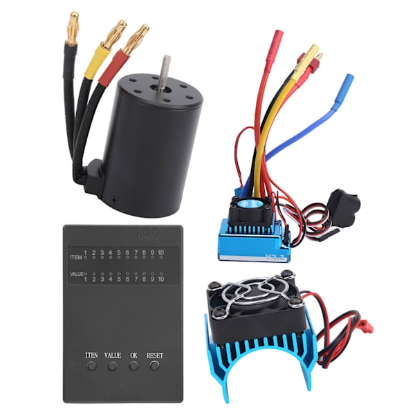 3650 Motor 2300KV+ 120A Borstlös ESC + Programmeringskort + Kylsänkesats för 1/10 RC-bil