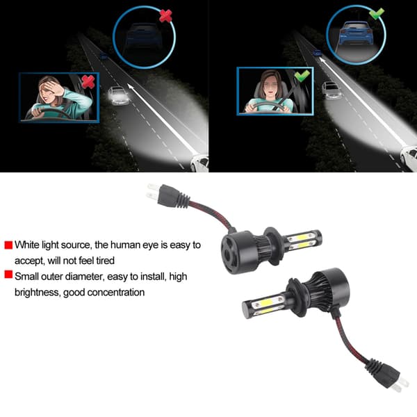 2 stk Køretøjs X7‑COB 6500K H7 LED Forlygte Høj Frontlygte Pære Aluminium ABS
