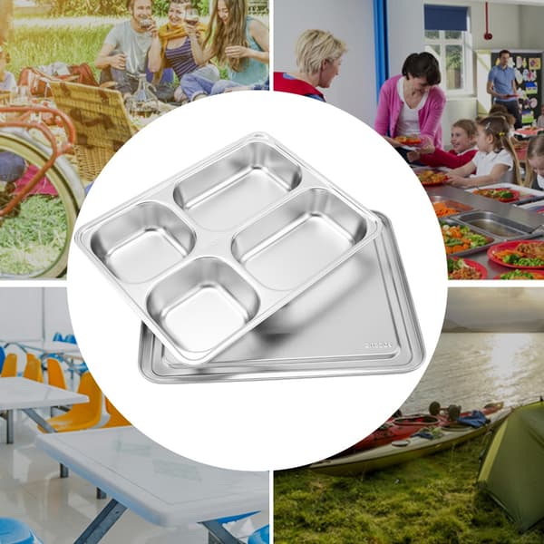 Matlåda i rostfritt stål med lock (4 fack)