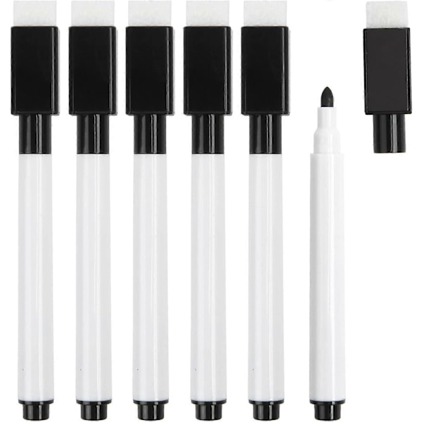 Whiteboard tusser, 20 stk. sorte små whiteboard markere med viskelæder, fin spids whiteboard tusser til børn