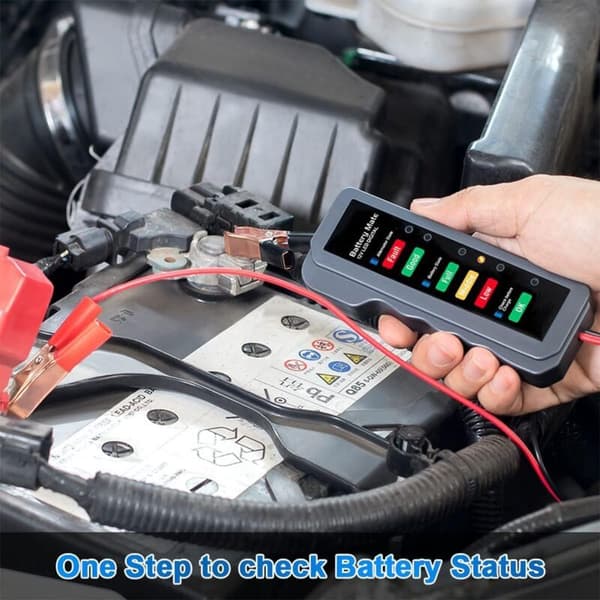 12V bilbatteritester, bilgenerator-tester, batterikontroller, analysator for kontroll av generator og batteriladesystem, LED-indikator