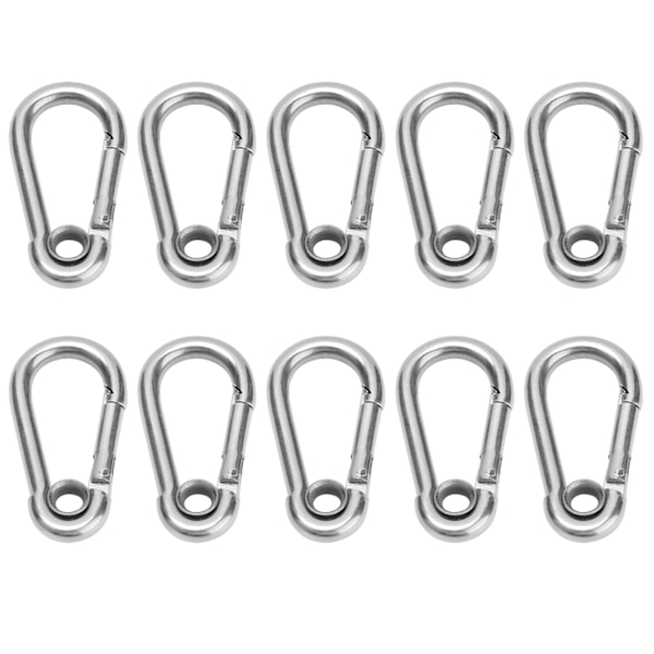 10 st Snap krok Rostfritt stål säkerhetsrep fjäder karbinhake hängande spänne tillbehörM5(5mm)