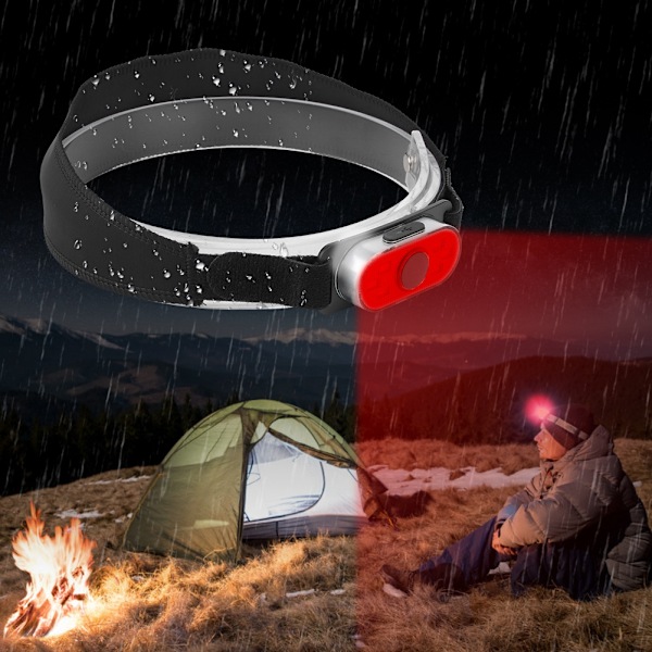 USB-laddningsbar vattentät mini LED-pannlampa ficklampa för utomhuscamping fiske