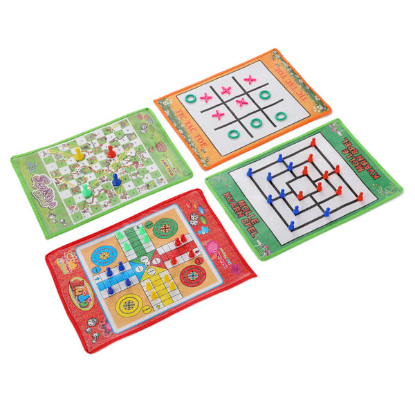 Snake and Ladder Kids, yhdeksän miesten Morris-kannettava lentävä shakkiludolauta perheelle 4 in 1 set