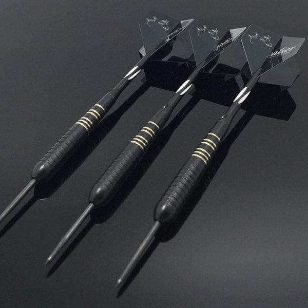 Professionellt 3-pack stålpilset med 23 g med aluminiumskäft och flights inklusive fodral med metallspetsar