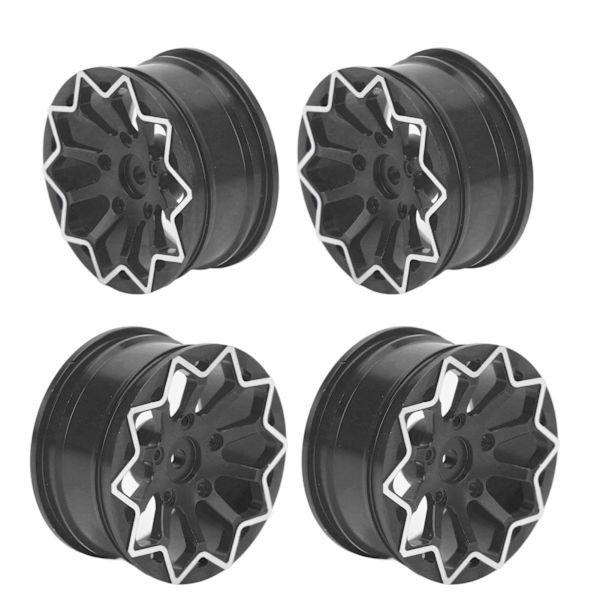 4 st RC-hjulfälgar i CNC-bearbetad aluminiumlegering, 52 mm diameter, navdiameter för 1/10-driftbilar på väg, svart