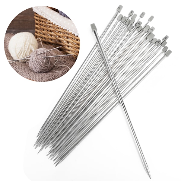Rustfritt stål strikkepinne DIY heklenåler enkelt spiss verktøysett for genser skjerf håndarbeid