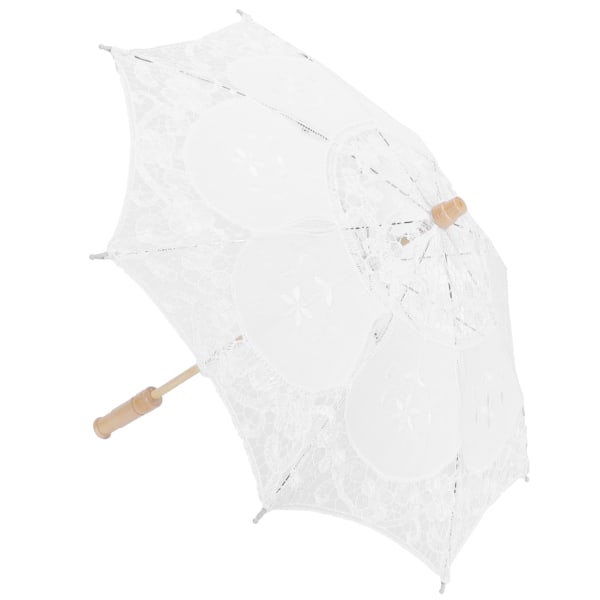 Pitsisateenvarjo aurinkovarjo Vintage hääsateenvarjo valokuvapukujuhlatarvikkeille L valkoinen