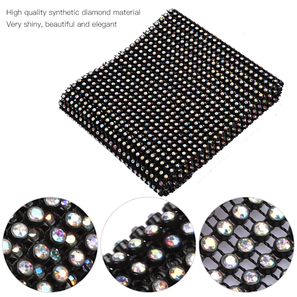 24 rader svart bunn plast strass mesh bånd sy trim plagg tilbehør dekorasjon