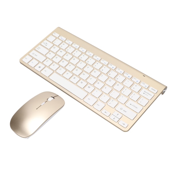 Tangentbord Mus Set 2.4G trådlöst 78 nycklar USB Tunna Etsade Keycaps Ergonomi Mute Button Datortangentbord Mus Guld