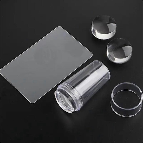 Klar Negle Stamper med 2 stk. Silikone Hoveder til Fransk Negleprint, Neglekunst, Manicure