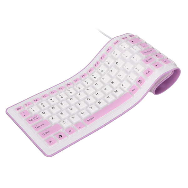 Hopfällbart Silikontangentbord 103 Tangenter USB Trådbunden Silikon Hopfällbart Vattentätt Tyst Färgfast Hopfällbart Tangentbord för PC Laptop Lila