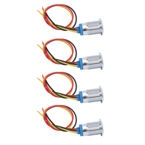 4 sæt forudkablede runde LED'er Vandtætte 2-farvede indikatorlys Common Cathod 12mm 3-6V (rød og gul)