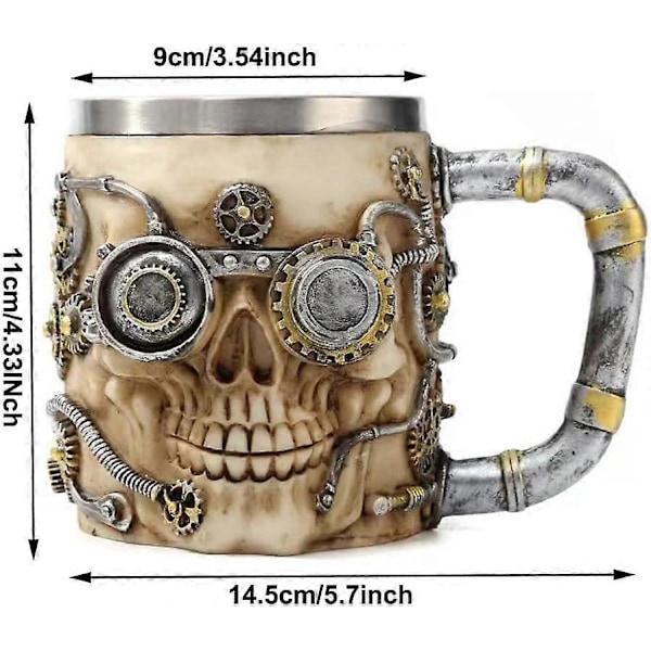 Kranie Ølkrus, Kranie Viking Drikkekrus, Skelet Resin Ølseidel Tankard, Kaffe Tekop, Halloween Bar Drikkevare Gave (C)