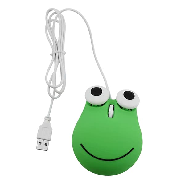 USB-kablet Sød Mus til Børn Ergonomisk Design Dyr Grøn Frø Form Ledningsført Computermus til Laptop PC