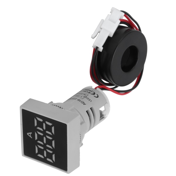 Digital strømmåler Matt panel Amperemeter Signalindikatorlys AC 220V AD16‑22FSAWhvit