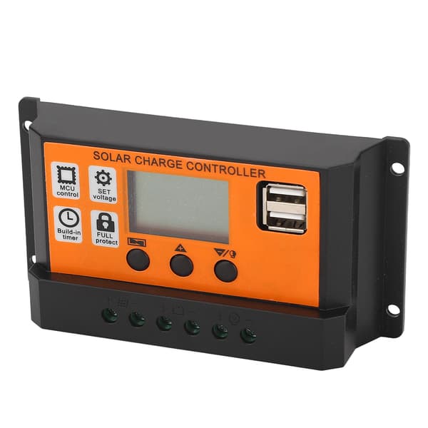Solarladeregulator LCD-skjerm 3-trinns styring Solcellepanel Laderegulator for syre-litiumbatterier 12V 24V 20A