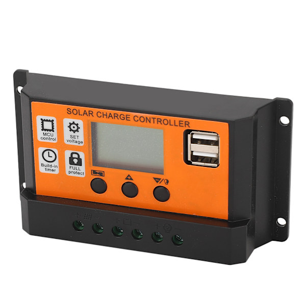 Solladdningsregulator LCD-display 3-stegs hantering Solladdningsregulator för syra-litiumbatterier 12V 24V 20A