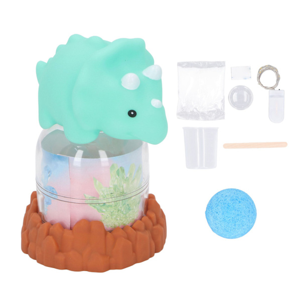 Barn Rhinestone Odlingssats med Ljus Dinosaur Dock Rhinestone Odling DIY Making Experiment Science Kit Leksak Grön