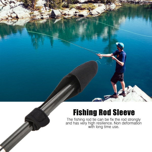 Expanderbar neopren cover Handskskydd Cap Rod Strap Set (svart)