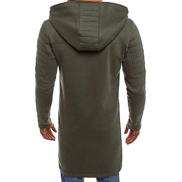 Hætte Zip-Up Lang Frakke til Mænd L Army Grøn