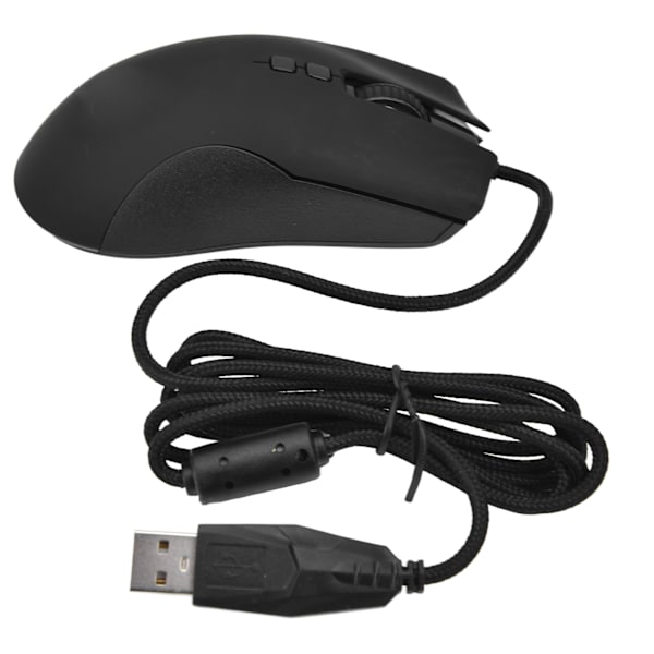 Spelmus med kabel, 6 DPI-nivåer, RGB-bakgrundsbelysning, 6400 DPI, ergonomisk svart spelmus för stationära datorer och bärbara datorer