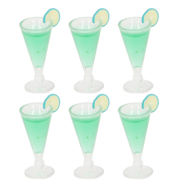 20 kpl nukkekodin cocktail-laseja simulointi elämän kohtaus 1/12 mittakaava mini cocktail-lasit lelu nukkekoti sisustus vihreä