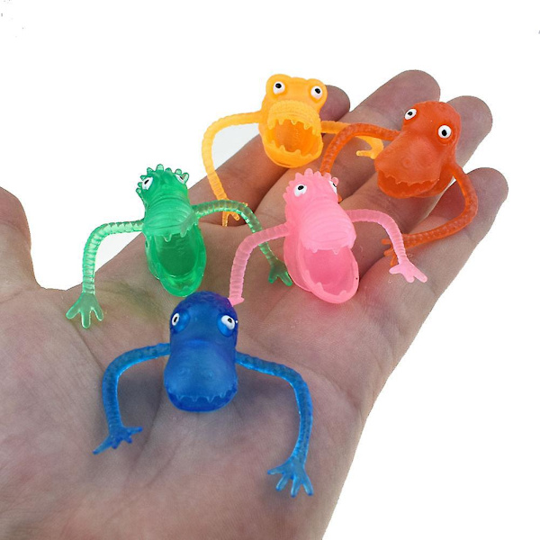 10st Multicolor PVC Plast Dinosaur Finger Puppets Set - Mini Barnleksaker